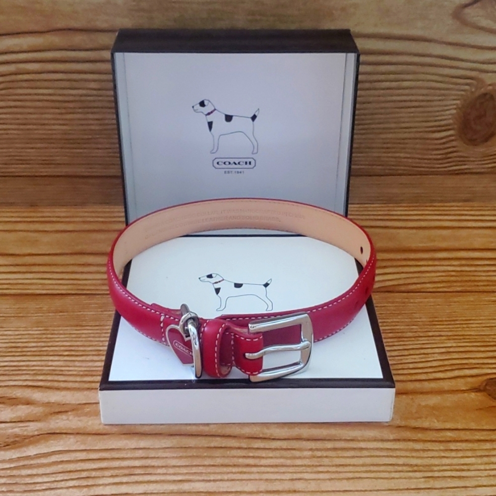 Coach Red Leather Dog Collar 11-13"